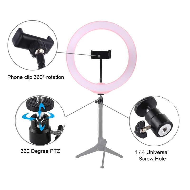 AMS-PULUZ PU397F 10 дюймов USB Диммируемый светодиодный кольцевой светильник для селфи студийный кольцевой светильник для камеры телефона фотографии видео макияж лампа с Ph