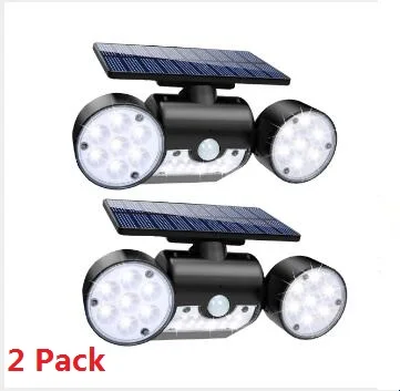 2 Packs Mpow модернизированные 3 головки солнечного света 360 градусов вращающийся водонепроницаемый 30 светодиодов безопасности огни солнечного движения садовые прожекторы - Испускаемый цвет: 2 Packs