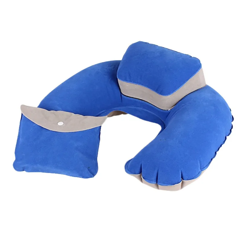 Inflatable Pillow Travel Air Cushion Camping Beach Car Head Rest Support U-shaped inflatable pillows with storage bag #4n19 (5)