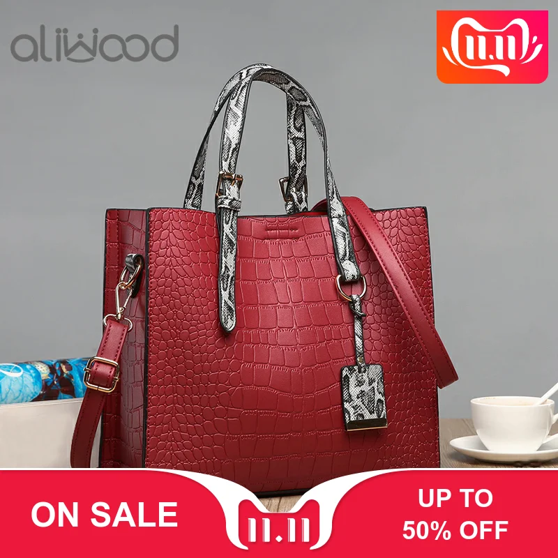 

aliwood 2018 New Alligator Leather Women's Handbags Snake Texture Tote Crocodile Ladies Shoulder bag Female Crossbody Bag Bolsas