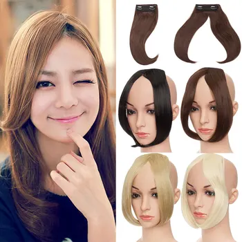 

S-noilite Long Clip In on Front Hair Bang Side Fringe Hair Extension Natural Synthetic bangs hair piece for women
