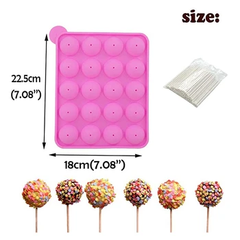 

Thick Cake Mold Lolli Silicone Mold Muffin Cake Ice Tray Soft Candy Jelly Mold with 20 Paper Sticks