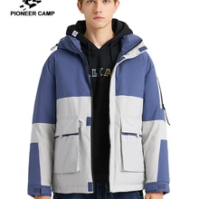 Пионерский лагерь, Модный Зимний пуховик, мужской, синий, черный, Costuras, толстый, с капюшоном, мужские теплые пальто, AYR901518T