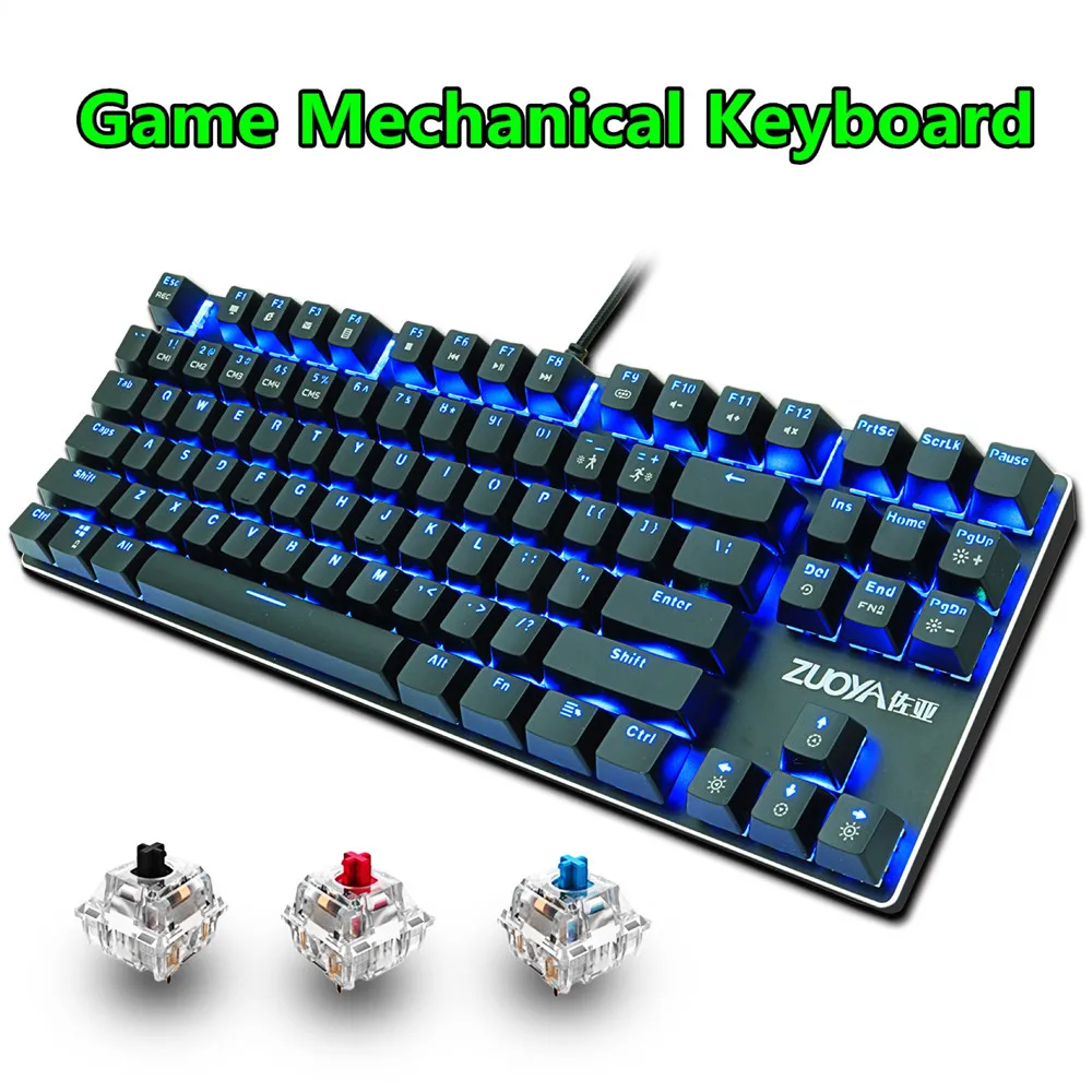 Игровая механическая клавиатура синий красный переключатель 87key RU/US Проводная клавиатура анти-ореолы RGB/смешанный светодиодный USB с подсветкой для геймерского ПК ноутбука