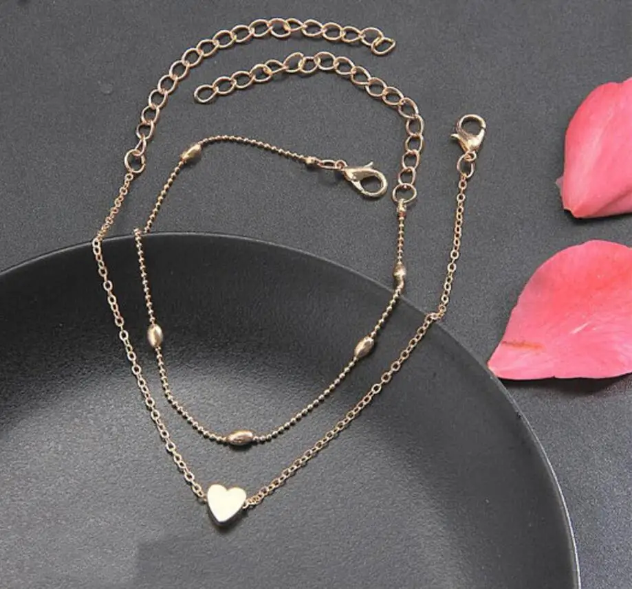 

Accessories Foot Ornaments Hot Sales Summer Beach New Style Ball Bead Chain Heart Peach Heart Heart Shape Anklet Women's
