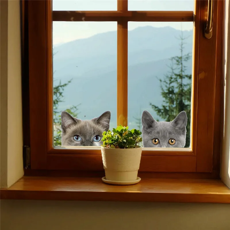 Забавная 3D наклейка с изображением кота собаки половинки лица автомобиля