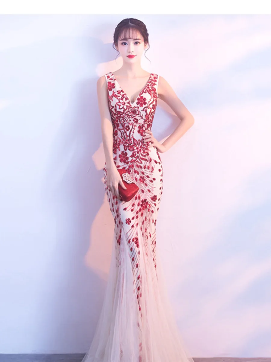 Вечернее платье с двойным v-образным вырезом, без рукавов, robe De Soiree, длина до пола, вечерние платья с блестками, элегантное торжественное платье F244-1