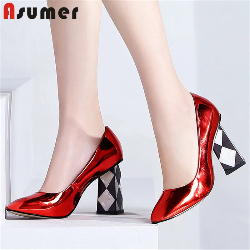 Женские туфли-лодочки с круглым носком ASUMER разноцветные Вечерние туфли на