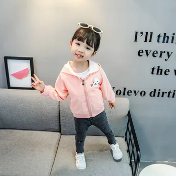 

Small Children's Cartoon Cat Girls Coat Little Girl Long Sleeve Zipper Cardigan Kids Jackets Spring Toddler Casual Hooded Coats
