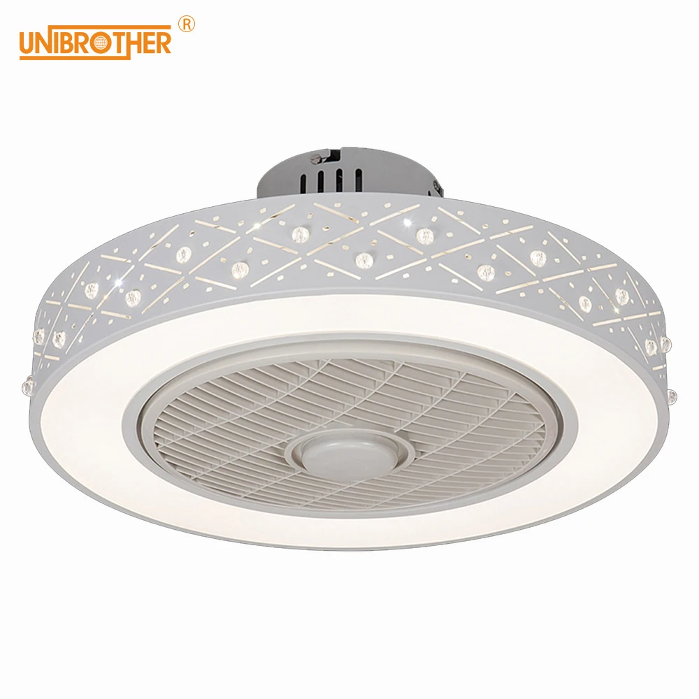 19 inch Smart Ceiling Fan Control with Cell Phone Wi-Fi Indoor home decora ceiling fan with Light modern lighting circular round