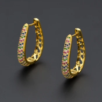 

U-shaped large earrings plated gold inlaid zircon European popular women's jewelry for banquet wear