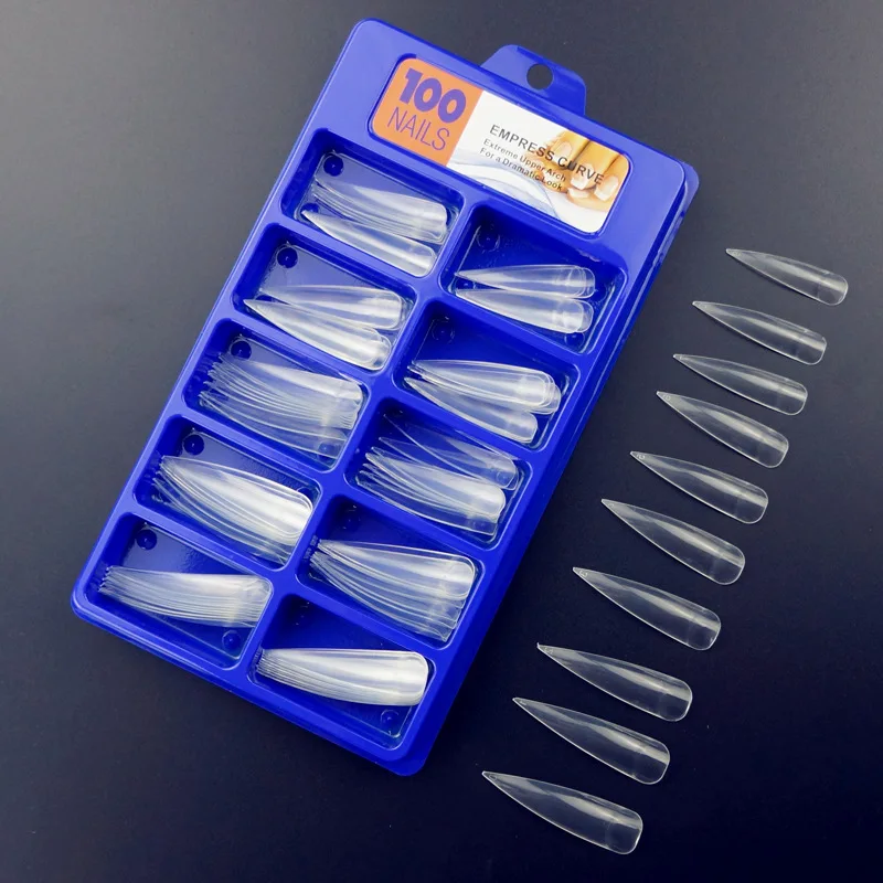 Длинные накладные ногти на шпильках 100 шт./кор. 10 размеров для салонов акриловые