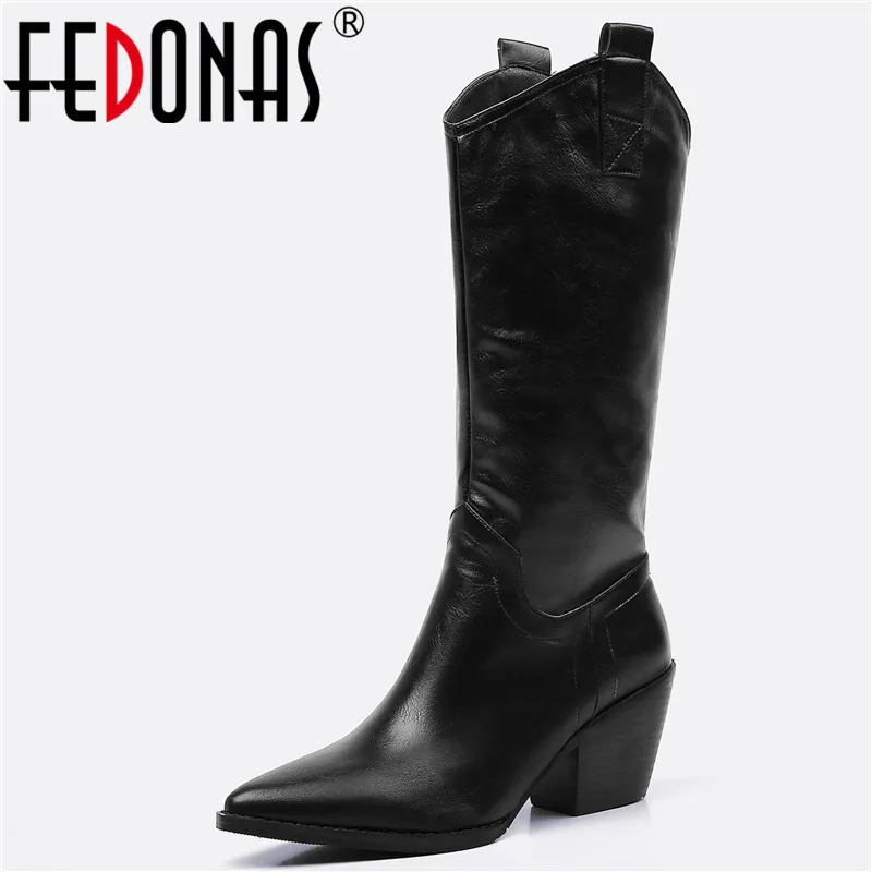 FEDONAS/Новинка теплые женские сапоги до колена пикантные туфли для танцев