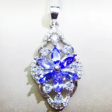 Ожерелье с подвеской в виде цветов из натурального танзанита,, серебро 925 пробы, 0.3ct* 6 шт., драгоценный камень# Q9102314