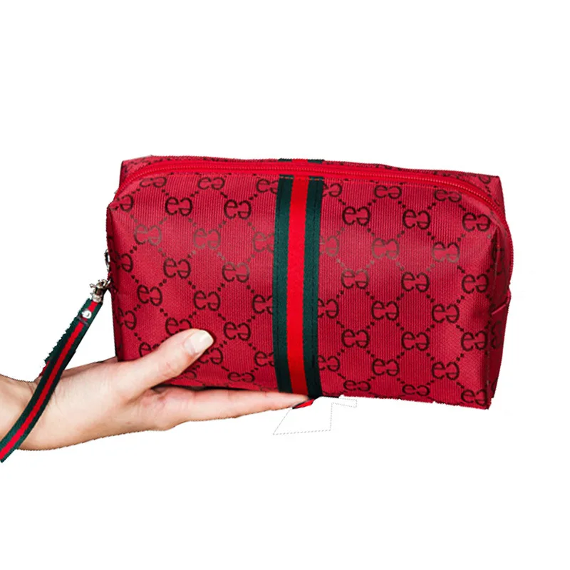 Сетчатая красная горячая Распродажа, двойная косметичка для переноски, большая вместительность, Женская Портативная сумка для хранения, корейский стиль, сумка для стирки, для студентов - Цвет: Красный