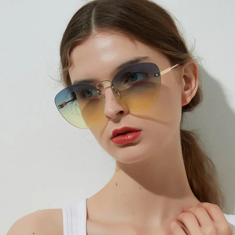Мода Glasse прозрачные прогрессивные цветные линзы Ac без полей кошачий глаз очки Женские Красочные Кристальные солнцезащитные очки