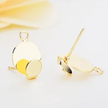 287) 10 шт 10x14 мм 24K позолоченные латунные двойные круглые серьги-гвоздики высокого качества DIY ювелирных изделий