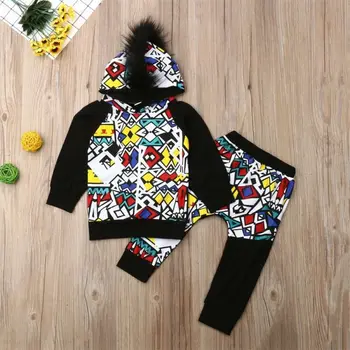 

1-5T Autumn Winter Clothes Newborn Baby Boy Clothes Hip-Hop Hooded Shirt Long Pants Autumn Clothes Outfits 2pcs