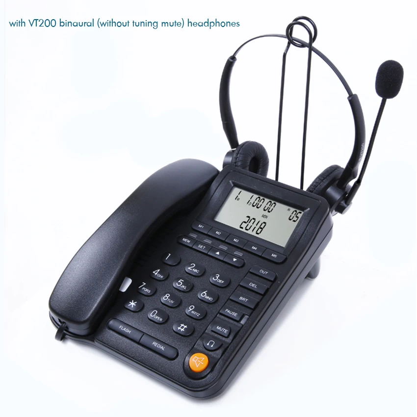 Telefone com Fio com Fone de Ouvido Microfone com Cancelamento de Ruído id do Chamador Call Center Receptor Speakerphone Casa Escritório Telefone Fixo