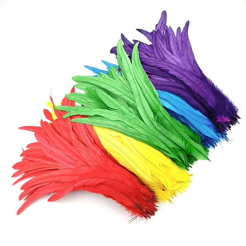 Pheasant Feathers Rooster Feathers Craft Feathers Natural Feathers 50Pcs/Lot 25-30cm Rooster Tail Feathers Colorful Real Pheasant Feather for Crafts Natural Plumes on The Head Carnival Decoration