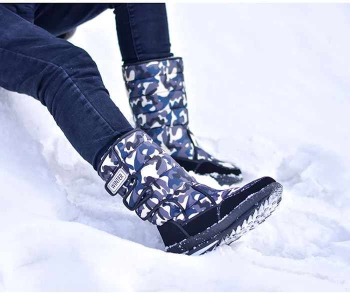 Зимние ботинки с высоким берцем Мужская обувь очень теплая зимняя хлопковая обувь с бархатом мужские черные камуфляжные ботинки, большие размеры 39-47, морозостойкие ботинки