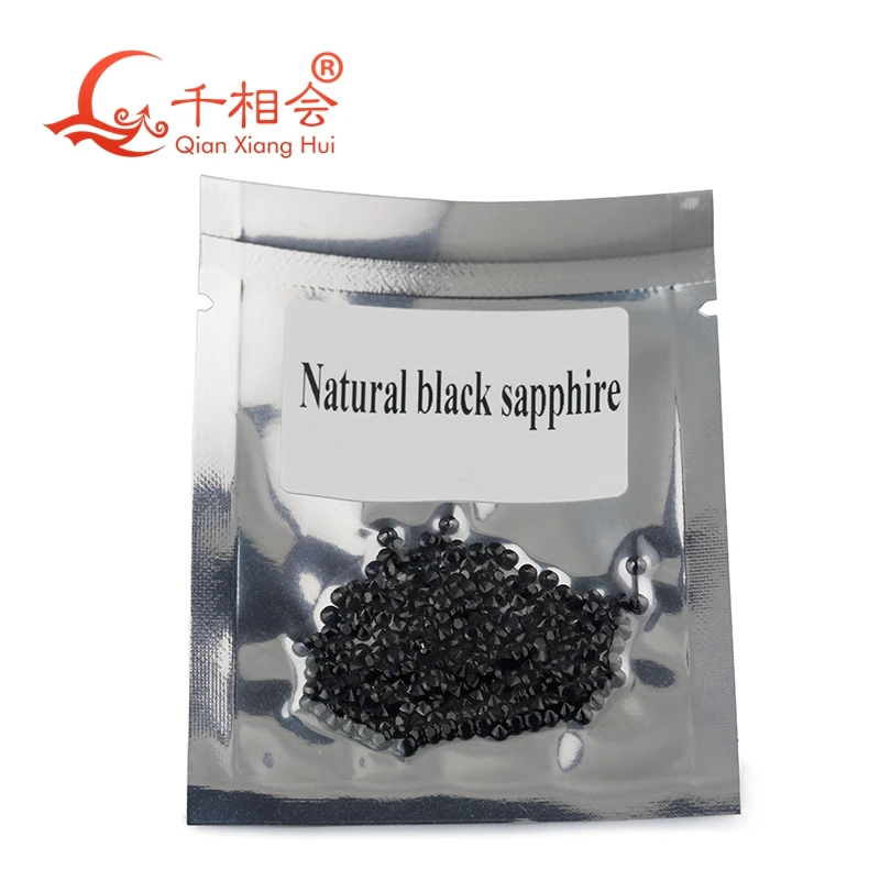 

0.8-3mm natural black sapphire round shape briilion cut loose gem stones
