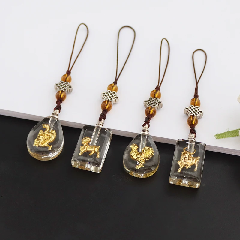 1PC Chinese Zodiac Pendant Key Chain Name on Rice Vials Wish Secret Keep Bottle Cellphone Strap Jewelry Gift | Украшения и
