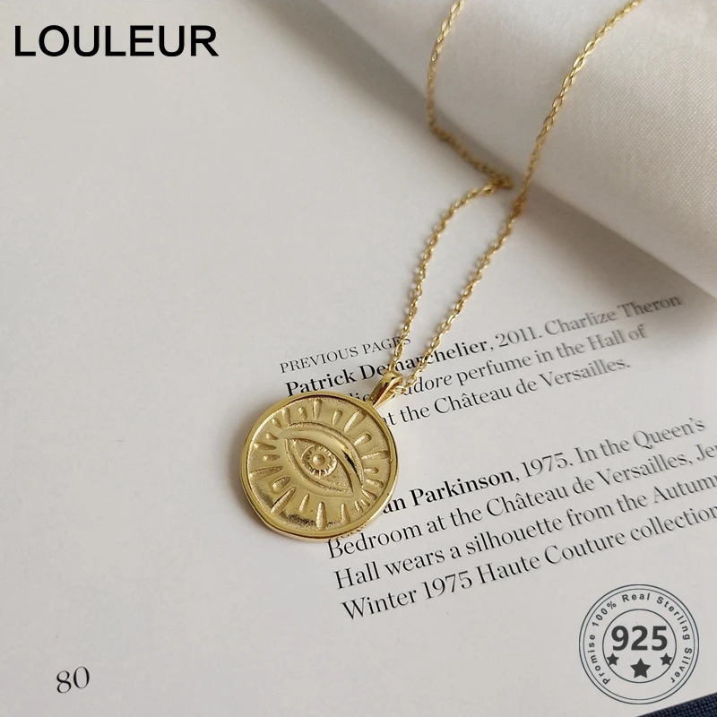 LouLeur, Стерлинговое Серебро, ожерелья 925 для женщин, круглая подвеска, золотое ожерелье s, персонализированное ожерелье с глазом, Брендовое,, ювелирное изделие