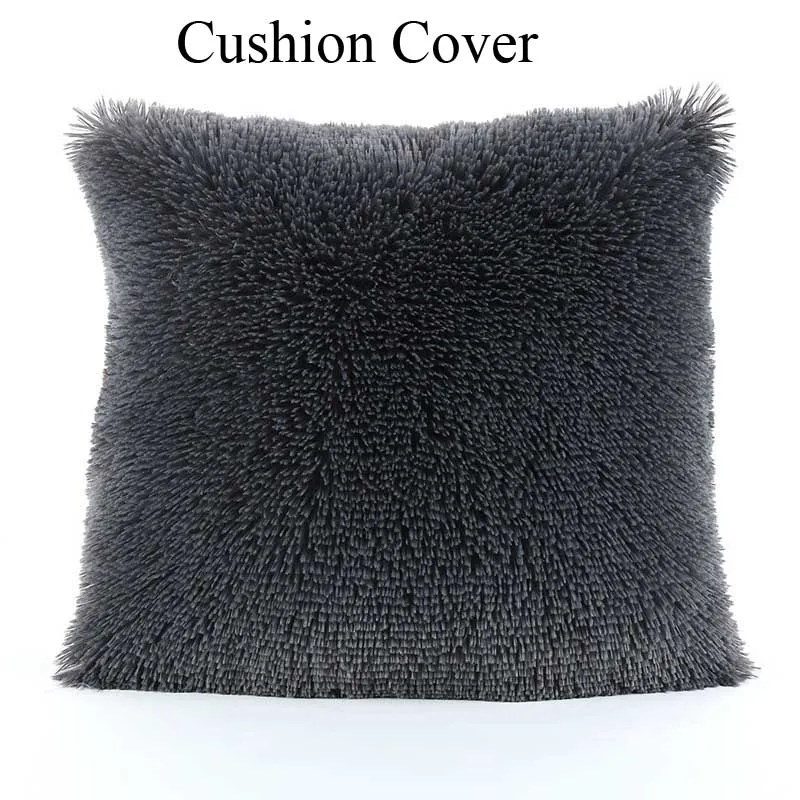 grey cushion cover Красивая Подушка для дивана, одноцветная, розовая, белая, синяя, плюшевая подушка для украшения дома, диванные подушки - Цвет: grey cushion cover