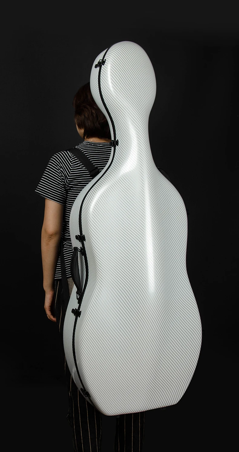 

White color Composite Carbon fiber Cello Case 4/4.with wheels