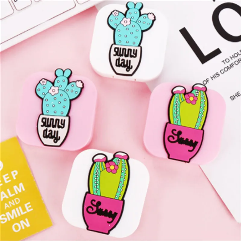 1 Pc Cute Cartoon Girl Heart Contact Lens Box St tudent Soft Younger Sister Glasses Box Beautiful Pupil Box Nursing