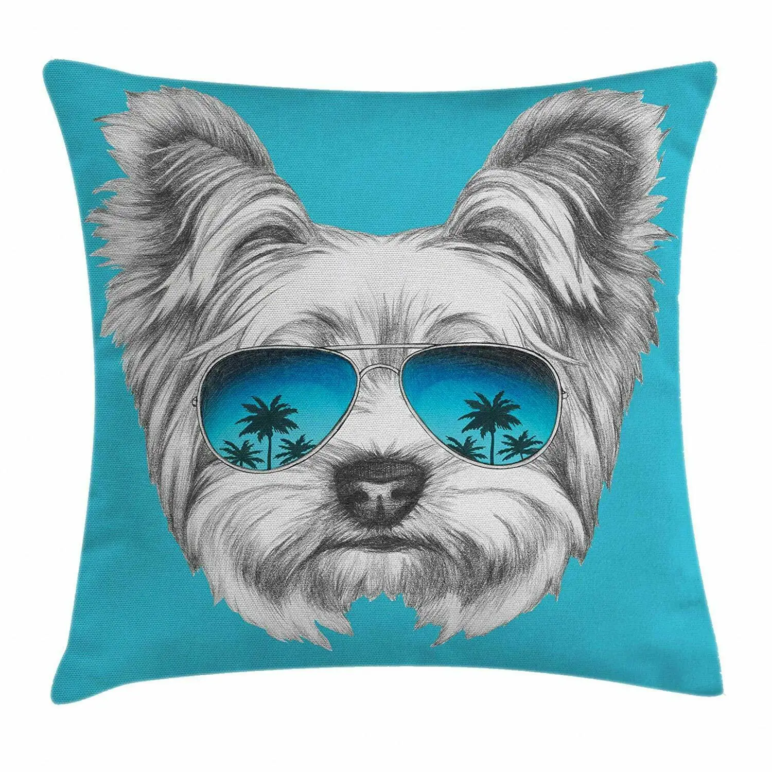 

Throw Pillow Cushion Cover by Yorkshire Terrier Portrait with Cool Mirror