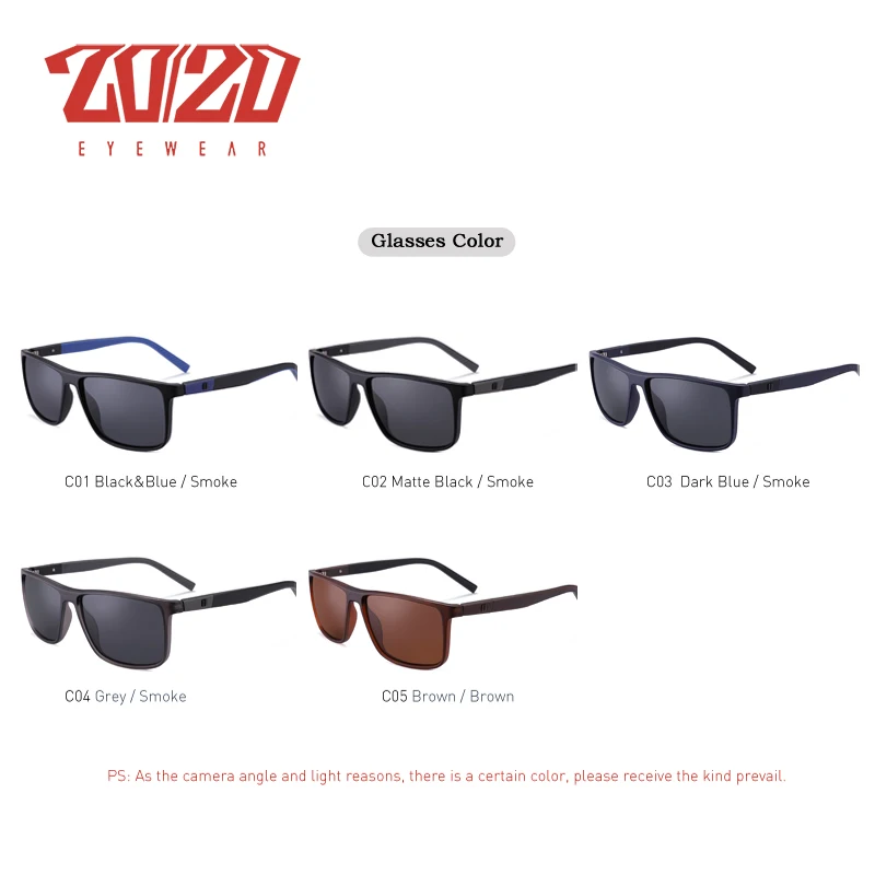 Kopen 20 20 Ontwerp Gepolariseerde Tr90 Zonnebril Veerscharnier Tempel UV400 Lens Brillen Voor Man Vrouw Zonnebril oculos gafas OC7008