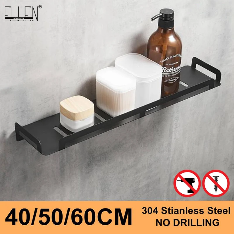 Bathroom Shelves Bath Shower Storage 40/50/60cm Black Shelf Rectangle