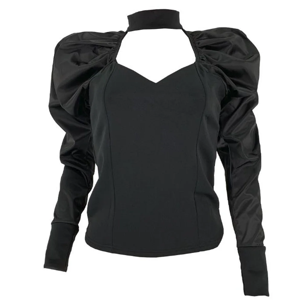 Black Shirt Женская блузка, топы размера плюс, красная Элегантная водолазка, рубашка с рукавами-фонариками, стимпанк, готика, топы, Осенние блузы, женская одежда - Цвет: Black Shirt