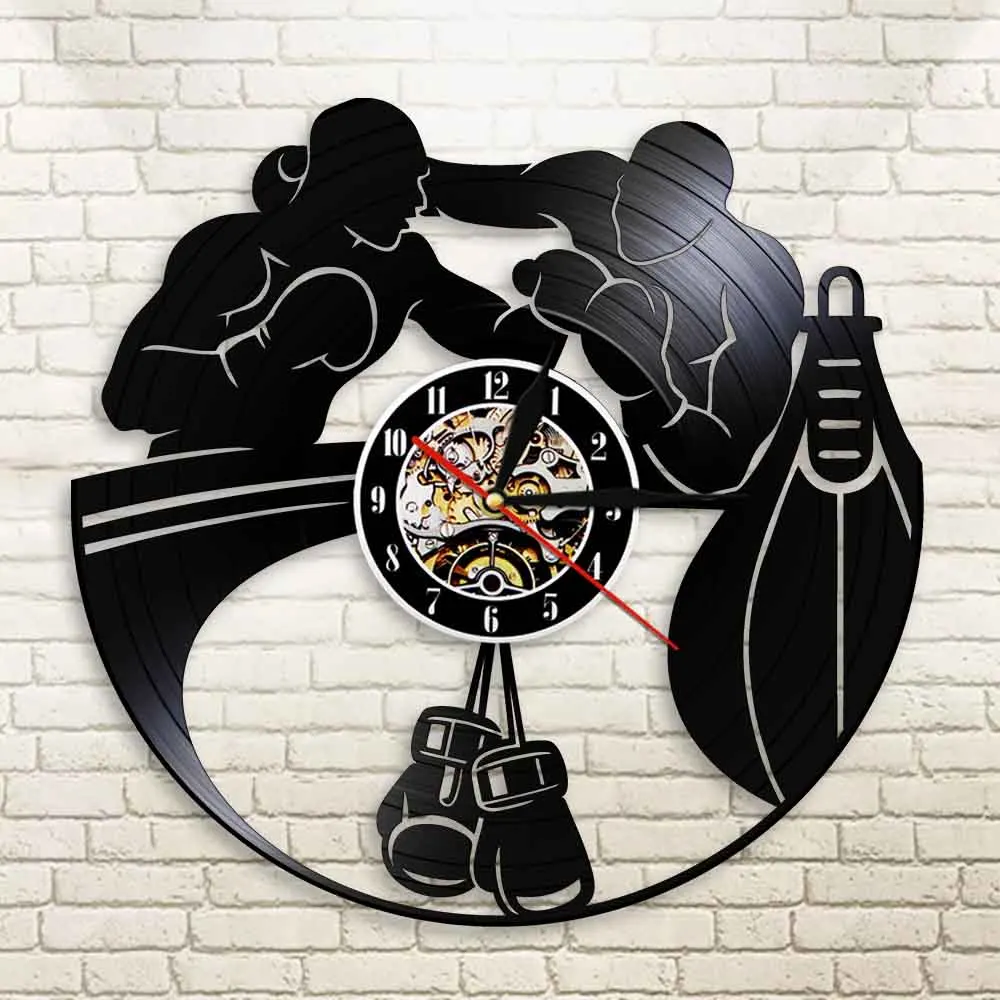 Бокс домашний декор настенные часы боксерские перчатки боксерская сумка Infighters Виниловая пластинка настенные часы боевые спортивные