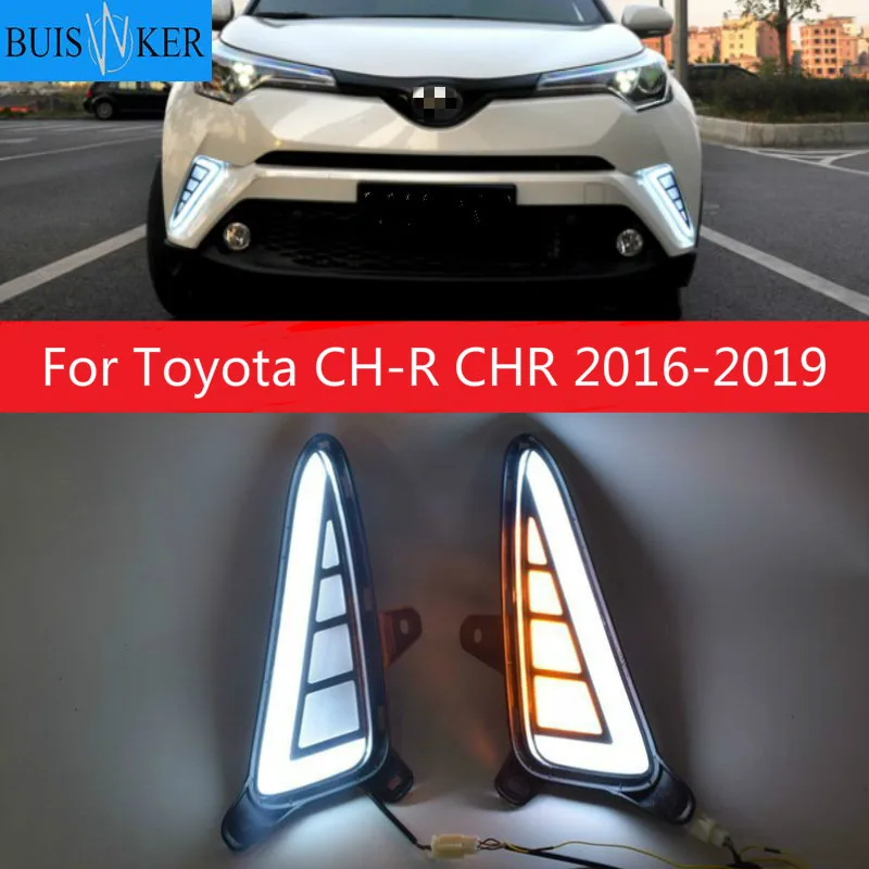 

Дневные ходовые огни, светодиодные, 12 В, ABS, 1 комплект, для Toyota CH-R, CHR 2016, 2017, 2018, 2019, с сигналом Trun, DRL