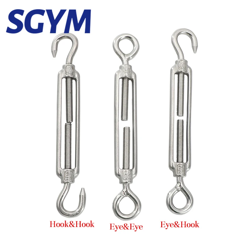 Chain Rigging Hooks 1Pcs M4 M5 M6 M8 M10 Stainless Steel 304 Adjust Chain Rigging Hooks & Eye Turnbuckle Wire Rope Tension Device Line Oc Oo Cc Type