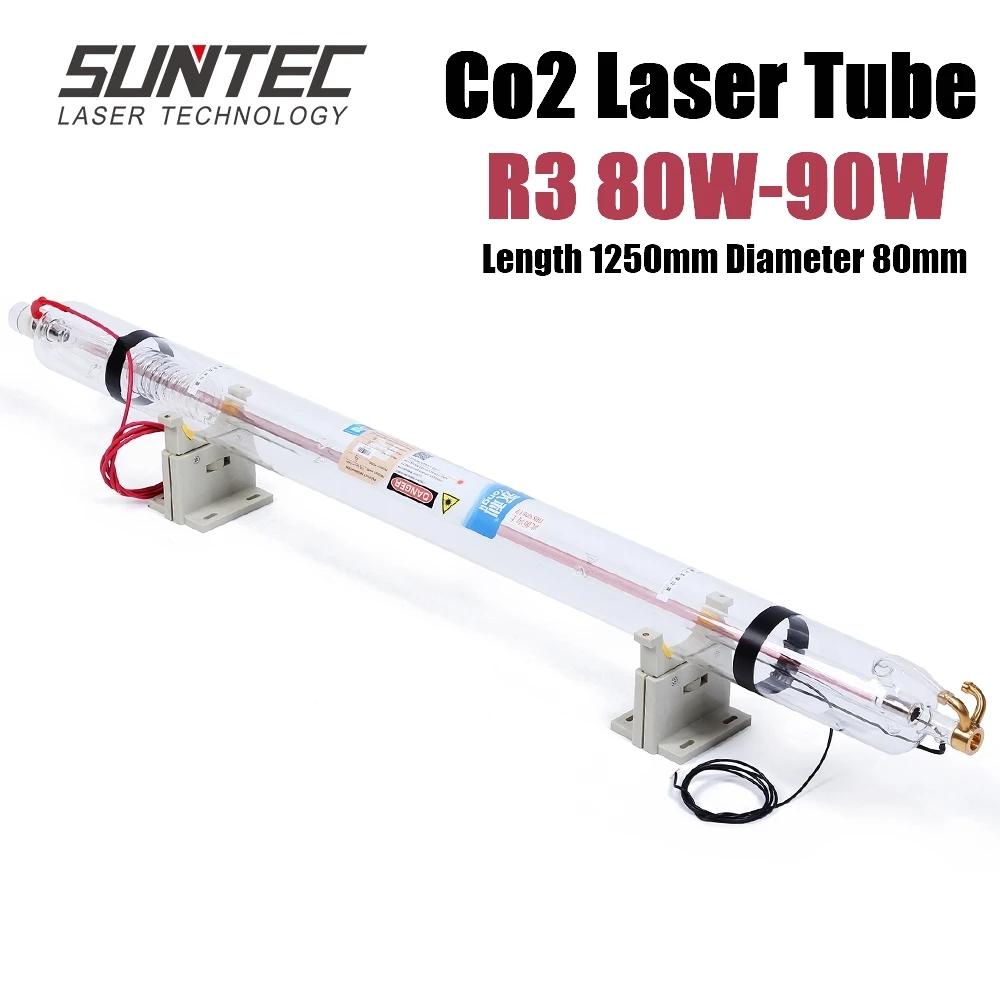 SUNTEC YL R3 80W CO2 Laser Tube Length 1250MM Dia. 80mm for CO2 Laser Engraving Cutting Machine With Wooden Case Box Packing