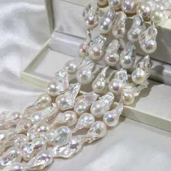 

Genuine Natural 15x20-20x 30mm AA+ Baroque cultured white pearl strands loose beads women lady jewelry DIY