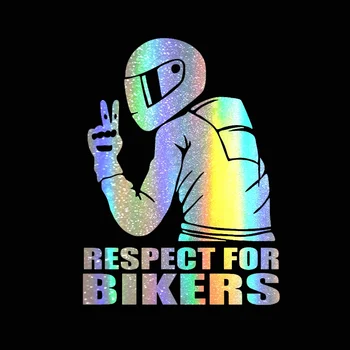 

Reflective Reflective Respect for Bikers Car Sticker and Decals Rear Windshield Bumper Cover Scratches Accessories PVC10cm X7cm