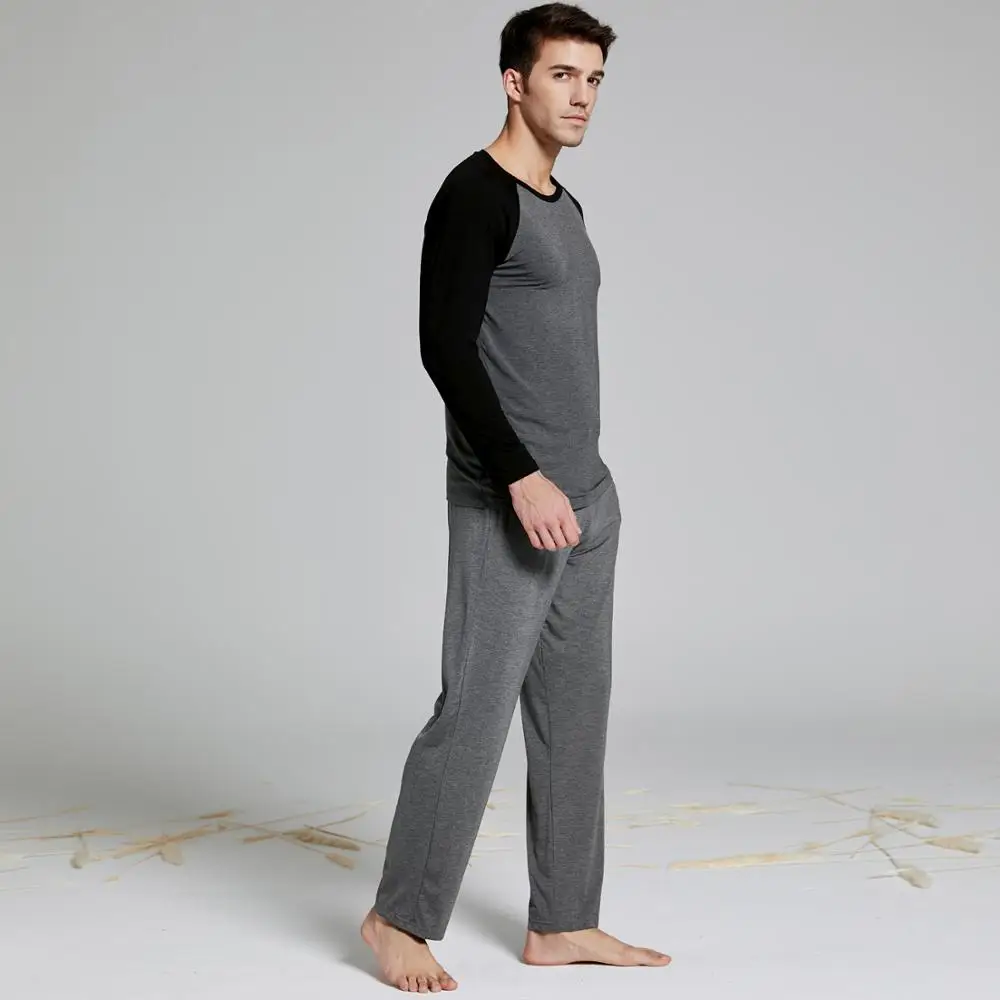 Modal cotton long-sleeved trousers pajamas pajama two-piece pajama suit men's long Johns home wear Modal cotton long-sleeved trousers pajamas pajama two-piece pajama suit men's long Johns home wear