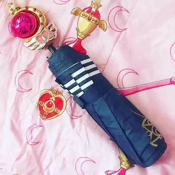 

Limited New Anime sailor moon 3 crystal collection Cutie Moon Rod wand stick Folding Protable umbrella costume Cosplay Gifts
