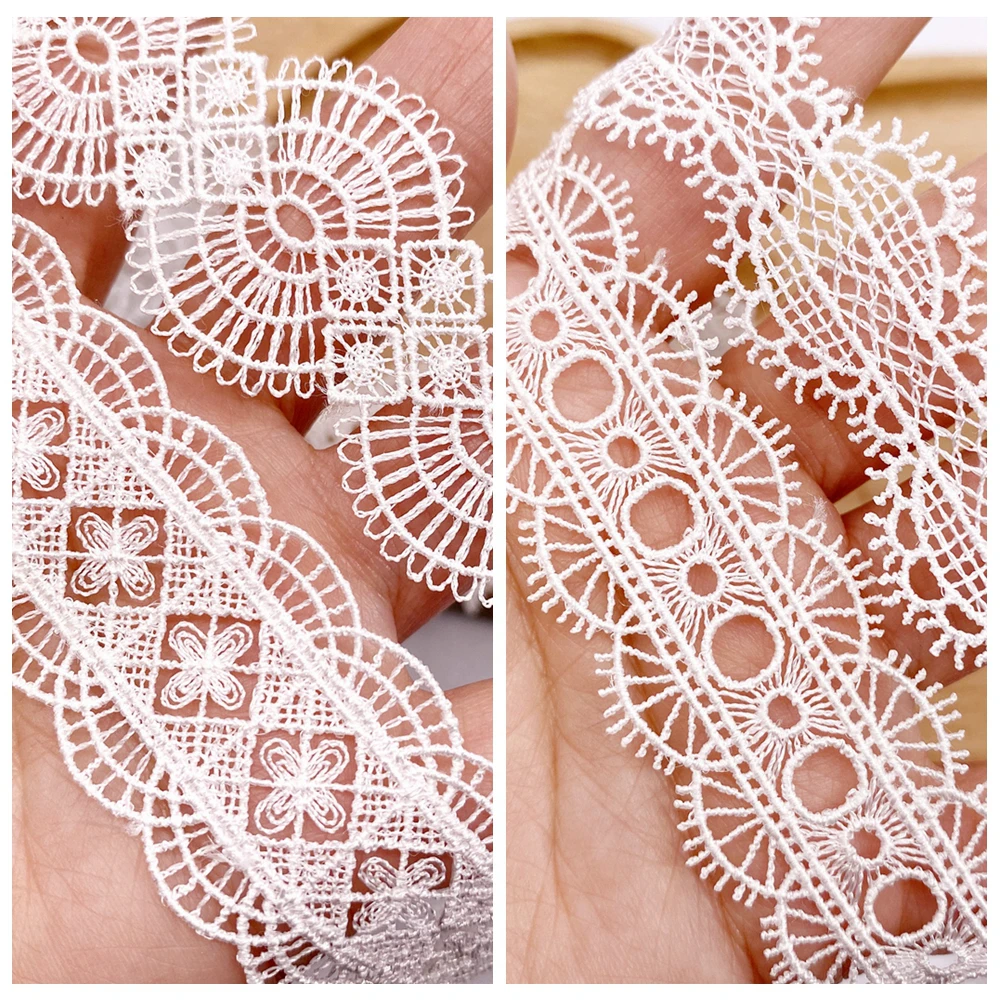 

20 Yards/roll Wholesale Factory Embroidered Water Soluble Lace Trim Ivory, Black