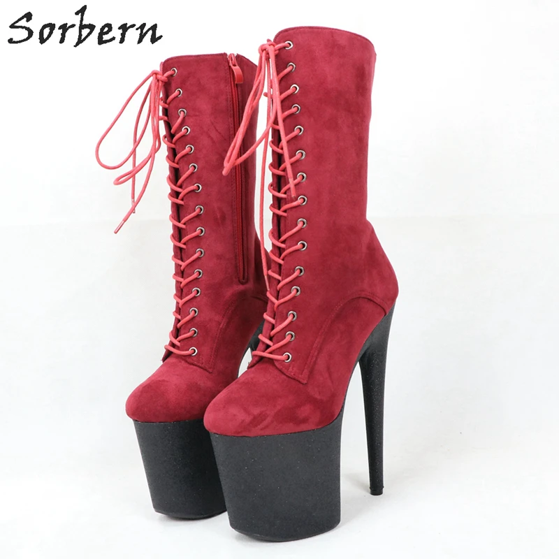 burgundy platform booties
