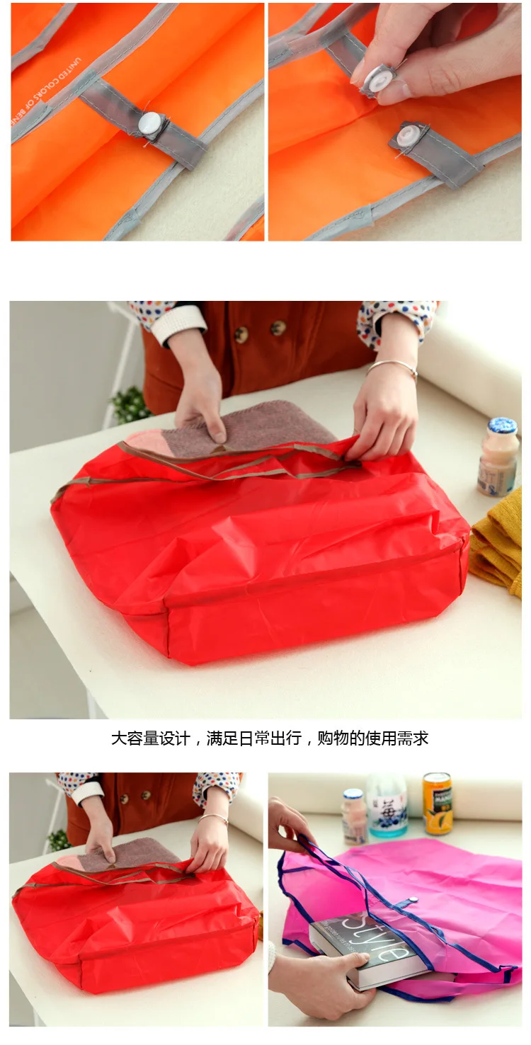 Candy-Colored Foldable Supermarket Shopping Bag Portable Environmentally Friendly Carry Bag Customizable Advertisement Can Be Pr