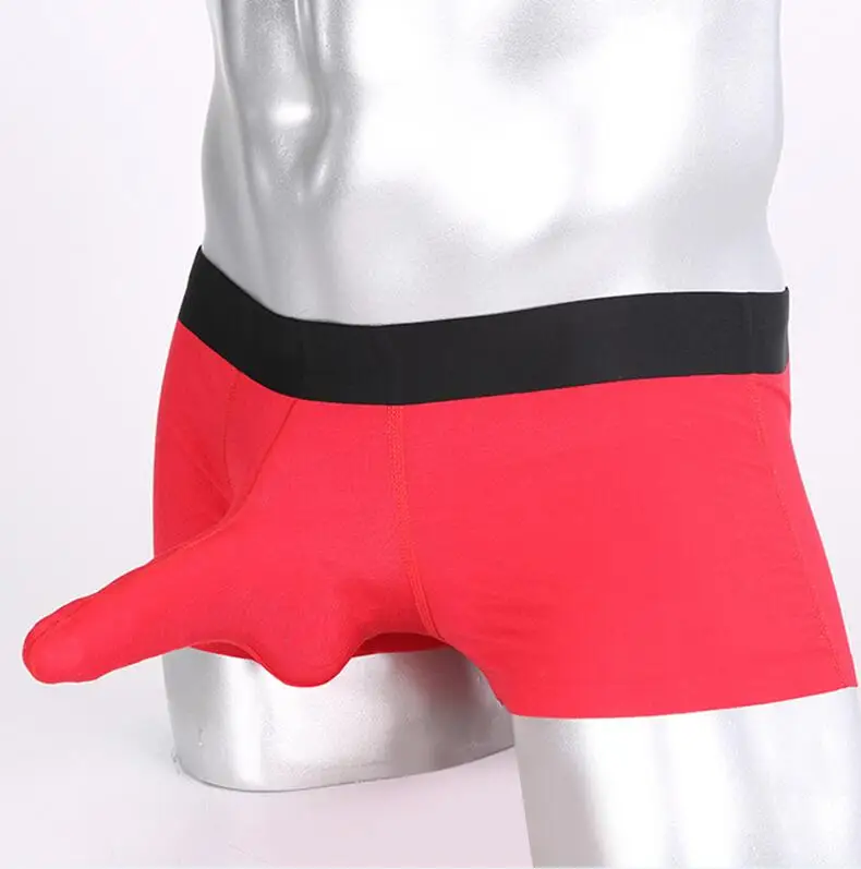 Экзотические шорты-боксеры из модала сексуальное мужское цельное бесшовное нижнее белье с мешочком, дышащие трусики из слоновий хобот - Цвет: red