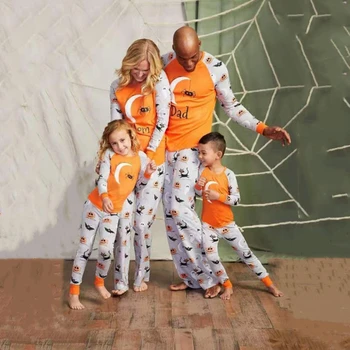 

LILIGIRL Cotton Family Halloween Pajamas Sets Father Mother Daughter Son Cartoon Print Sleepwear Adult Kids Christmas Nightwear