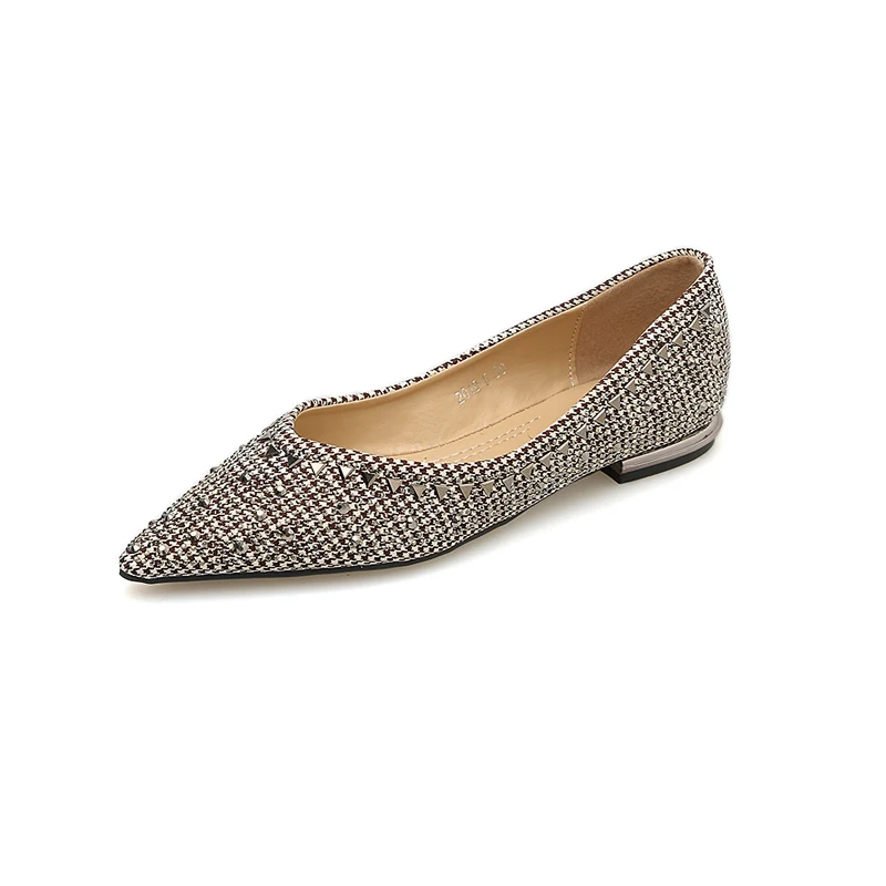 Lady Shoes Women Flat Shoes Fall Pointed Toe Flats Leisure Comfort Shoes For Women Rivet Vintage Shoes Ladies Flats Lazy Shoes