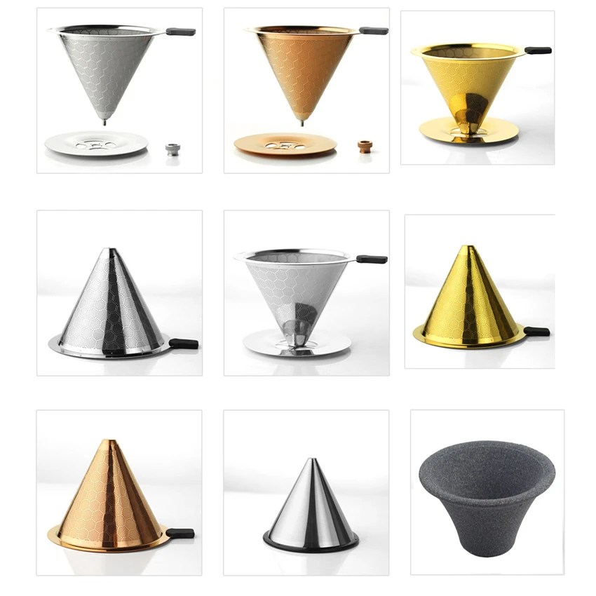 V60 Кофе фильтр для кофеварки из нержавеющей стали Эспрессо-дриппер для камень Кофе Brew Кофе Maker Инструменты Аксессуары для кофе для бариста